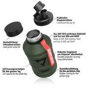 2.2L Edelstahl Trinkflasche - ABOVE.Water Jug Thermosflasche 2 Liter 1 Liter Fitness Sport Outdoor Wandern Wasserflasche