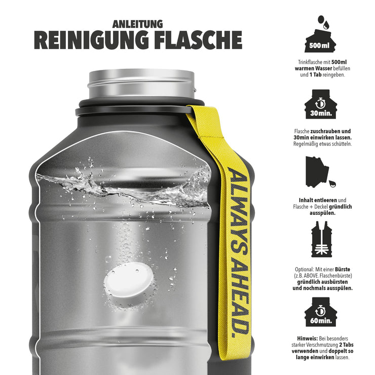 Reinigungstabletten für Trinkflaschen - ABOVE.Water Jug Thermosflasche 2 Liter 1 Liter Fitness Sport Outdoor Wandern Wasserflasche